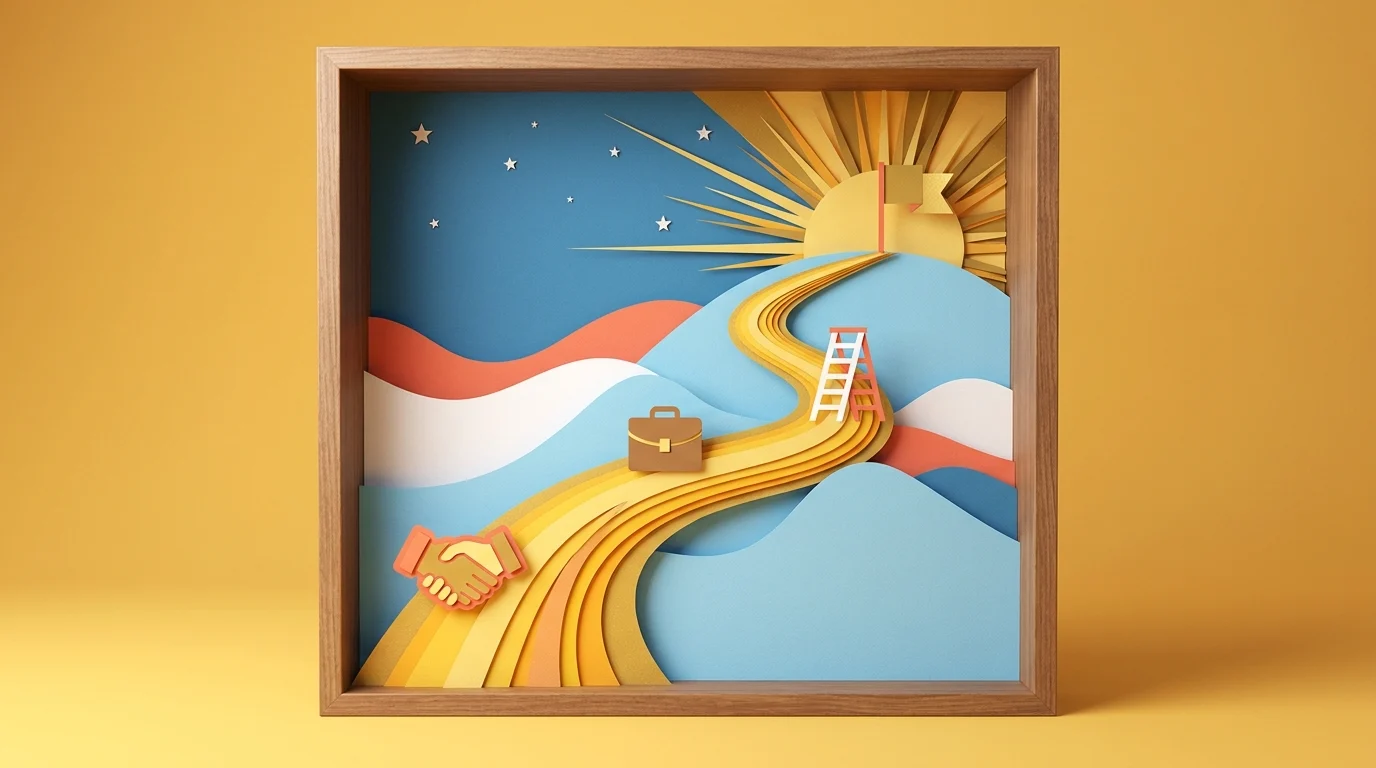A paper art graphic illustrates a career path to success, representing employability skills.