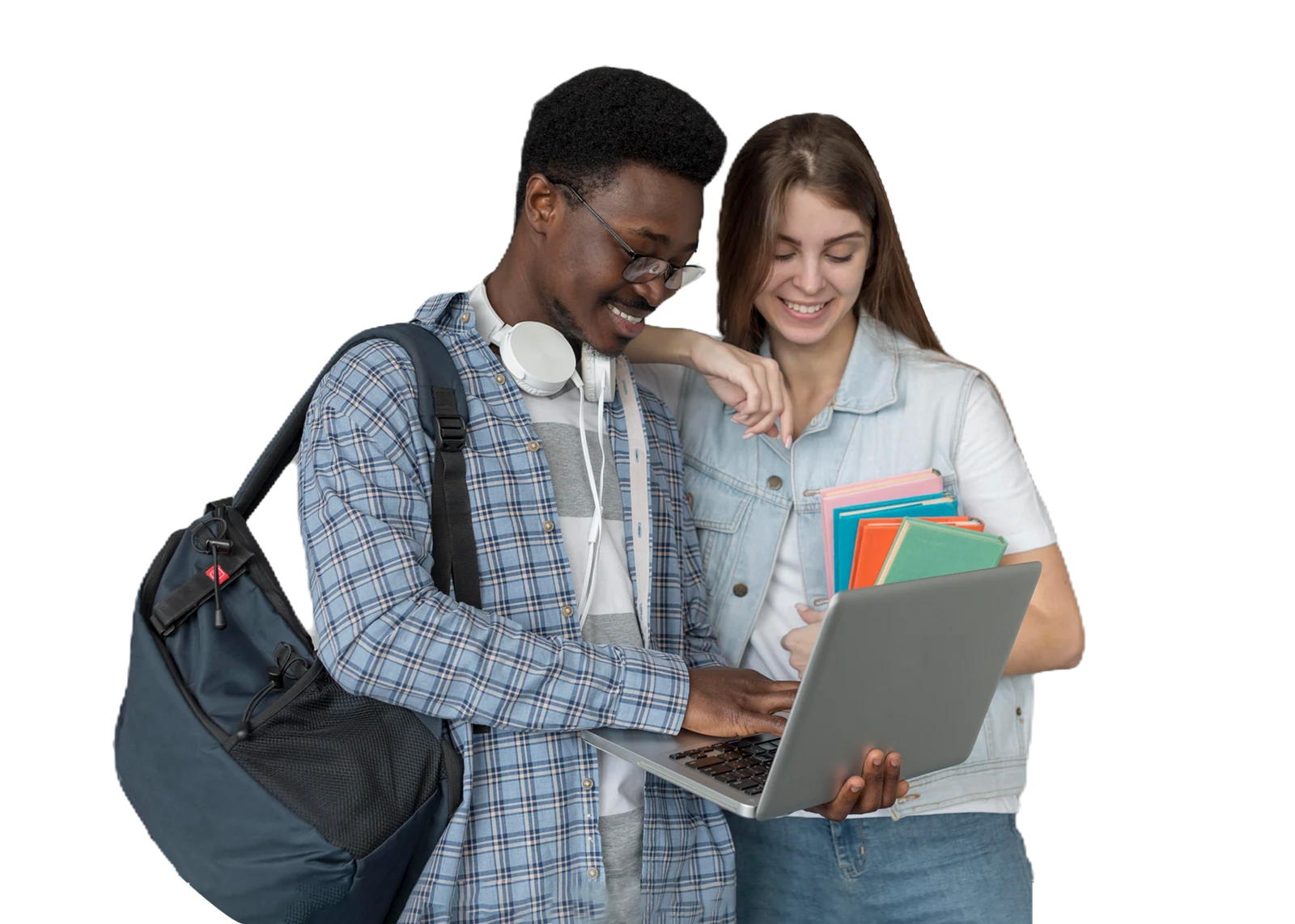 Group of students walking together with backpacks