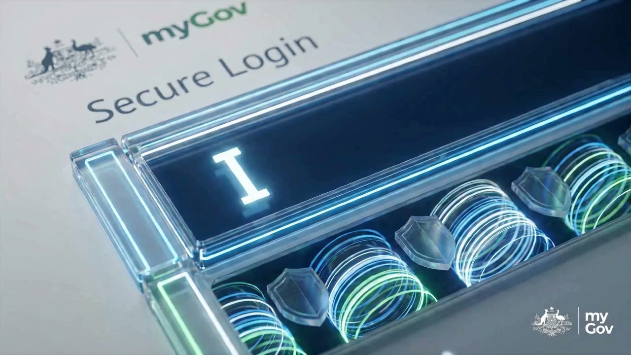 A screenshot of the myGov secure login interface demonstrating digital identity and online services for Australian.