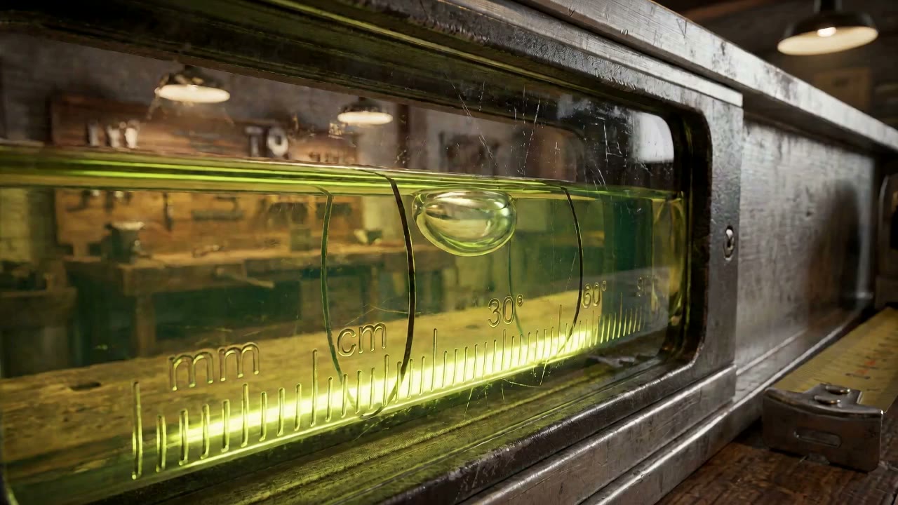 A spirit level displays a precise measurement in a workshop, demonstrating practical numeracy skills for LLND assessments.