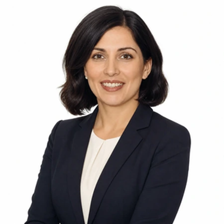 A professional woman smiles while wearing a dark suit and white blouse, representing the CAQA LLND team.